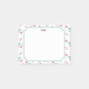 Flamingos and Palm Trees Atomic Style Monogram Post-it Notes
