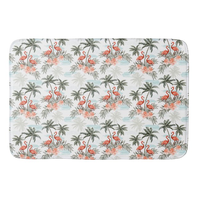 Flamingos and Palm Trees Bath Mat (Front)