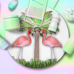 Flamingos And Palm Trees Cutting Board