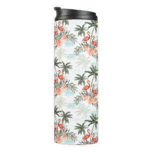 Flamingos and Palm Trees Thermal Tumbler