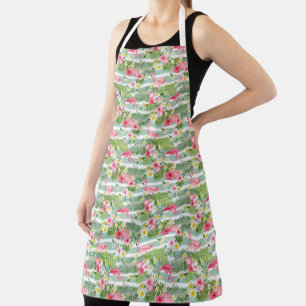Flamingos And Stripes Apron