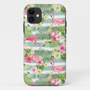 Flamingos And Stripes iPhone 11 Case
