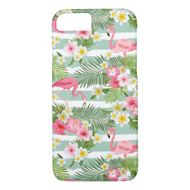 Flamingos And Stripes Case-Mate iPhone Case (Back)