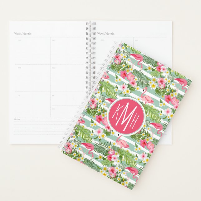 Flamingos And Stripes | Monogram Planner (Display)