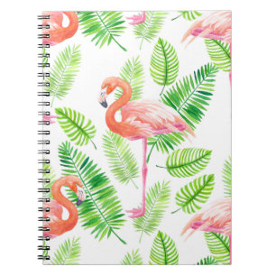Flamingos and tropical leaves notebook