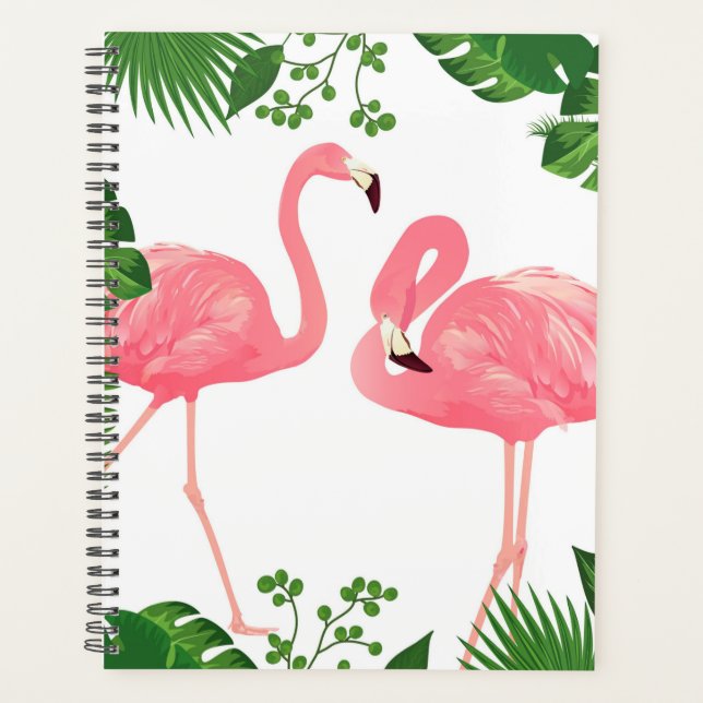 Flamingos and Tropical Leaves Planner (Front)