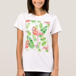 Flamingos and tropical leaves T-Shirt