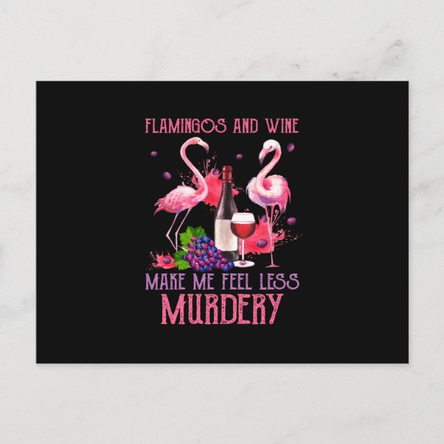 Flamingos And Wine Postcard (Front)