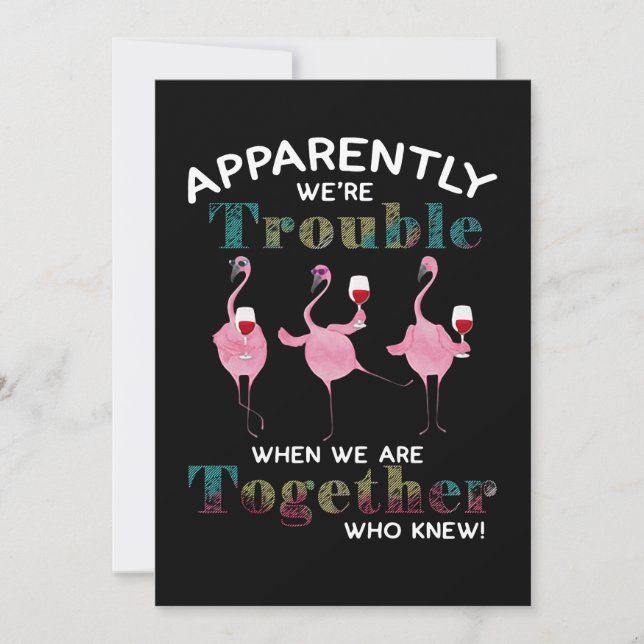 Flamingos | Apparently We're Trouble Flamingos Thank You Card (Front)