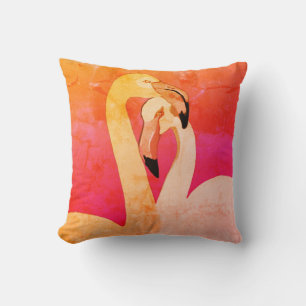 Flamingos Art Throw Cushion , Pink Flamingo, Love