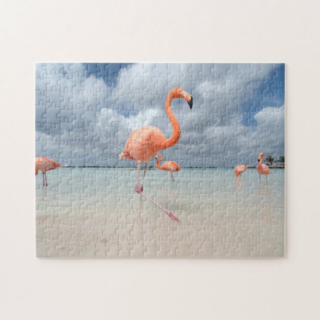Flamingos Beach Aruba Jigsaw Puzzle (Horizontal)
