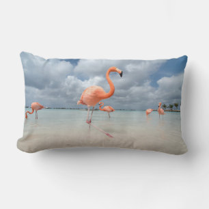 Flamingos Beach Aruba Lumbar Pillow