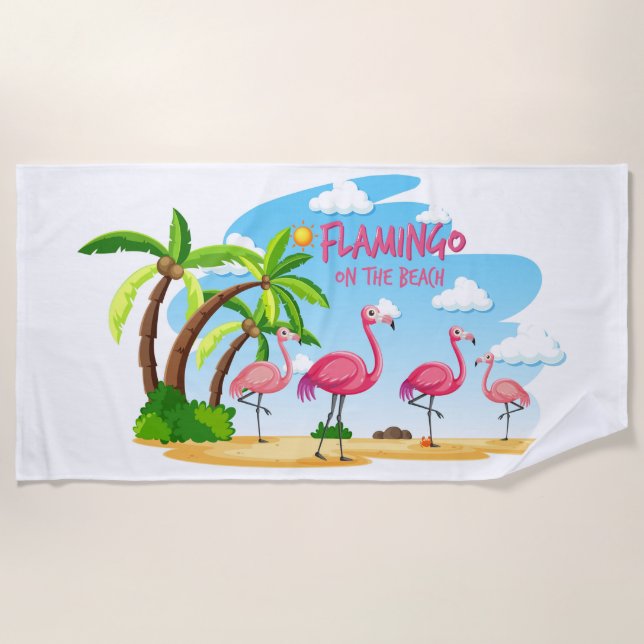 Flamingo's  beach towel (Front)