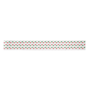 Flamingos Christmas Pattern Red and Green Ribbon Satin Ribbon
