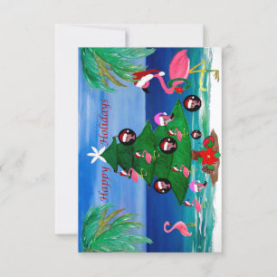 Flamingos Christmas tree cards