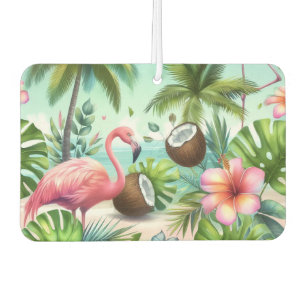Flamingos & Coconuts Pattern Air Freshener