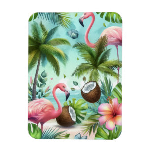 Flamingos & Coconuts Pattern Magnet