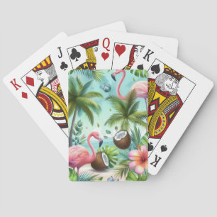 Flamingos & Coconuts Pattern Playing Cards