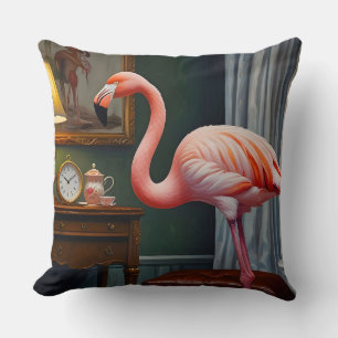 Flamingo's Cozy Corner Throw Pillow