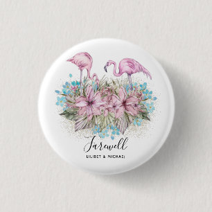 Flamingos Farewell Goodbye Bon Voyage Gift Friends 1 Inch Round Button