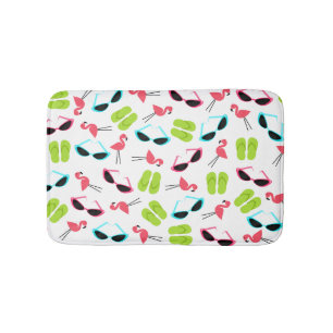 Flamingos Flip Flops and Sunglasses Bath Mat
