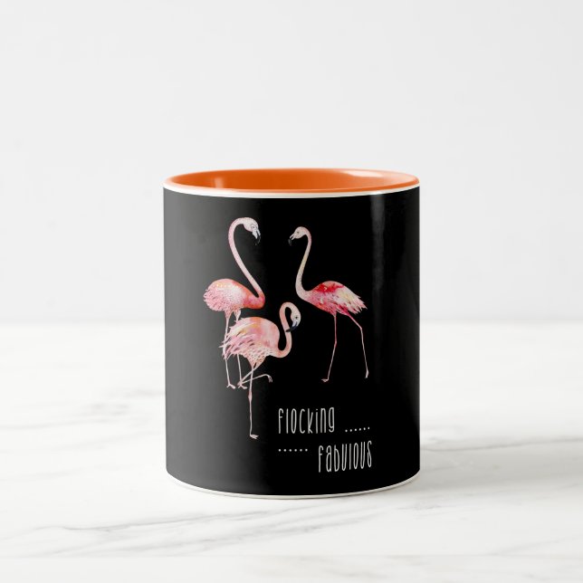 Flamingos Flocking Fabulous Funny Saying Gift Two-Tone Coffee Mug (Center)