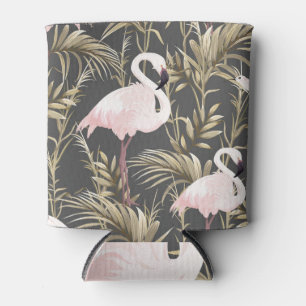 Flamingos & Gold: Pink Tropical Elegance. Can Cooler