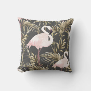 Flamingos & Gold: Pink Tropical Elegance. Throw Pillow