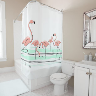 Flamingos Group shower curtain