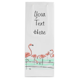 Flamingos Group Your Text gift bag bottle