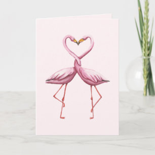 Flamingos Heart Original Watercolor Valentine Card