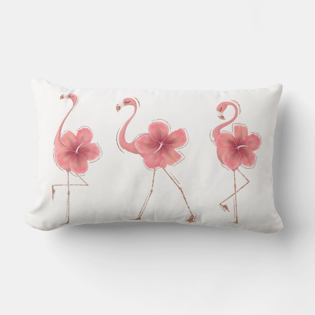 Flamingo's & Hibiscus's Lumbar Pillow (Front)