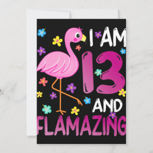 Flamingos I Am 13 Flamazing Amazing 13th Birthday Holiday Card