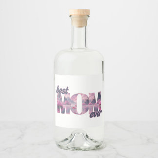 Flamingos in a dream world - best mom ever liquor bottle label