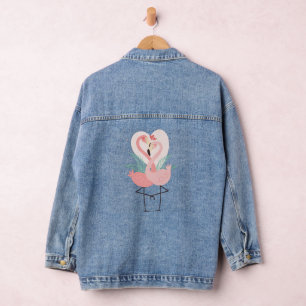 Flamingos In Love Bird Lovers Gift Denim Jacket
