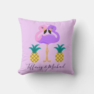 Flamingos in love couples throw pillow