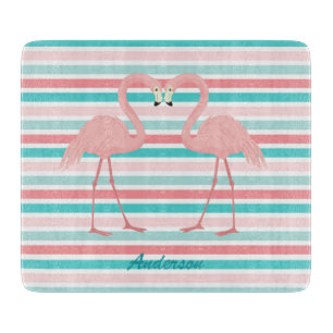 Flamingos in Love Personalized Cutting Board