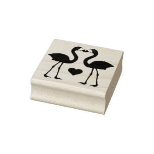 "Flamingos in Love" Rubber Stamp