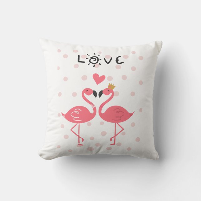Flamingos In Love Throw Pillow (Front)
