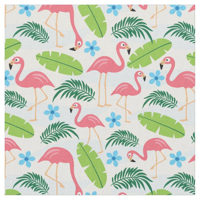 Flamingos in Paradise Fabric (Close Up)