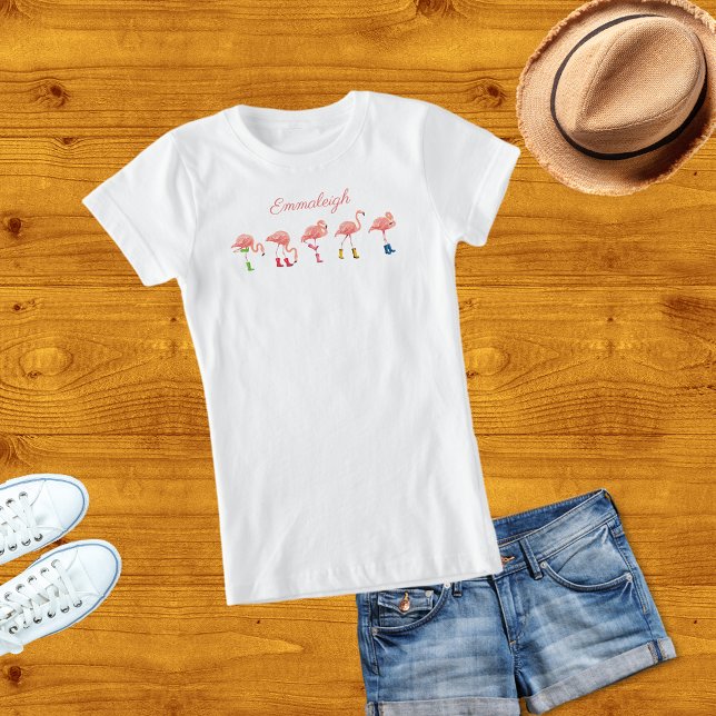 Flamingos in Rain Boots Monogrammed T-Shirt (Creator Uploaded)