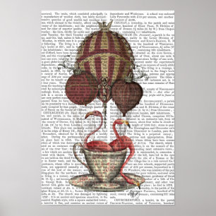 Flamingos in Teacup Poster