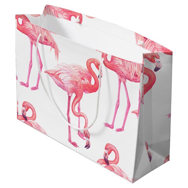 Flamingos Large Gift Bag (Back Angled)