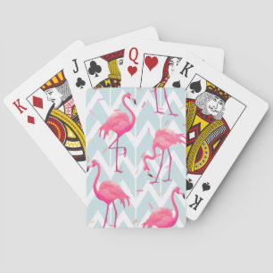 Flamingos Light Grey: Vintage Tropical. Playing Cards