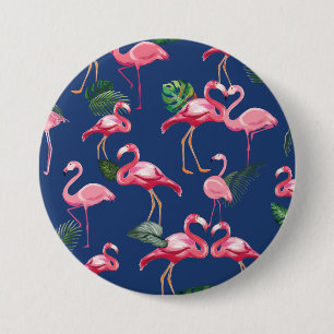 Flamingos Love Pattern 2 3 Inch Round Button