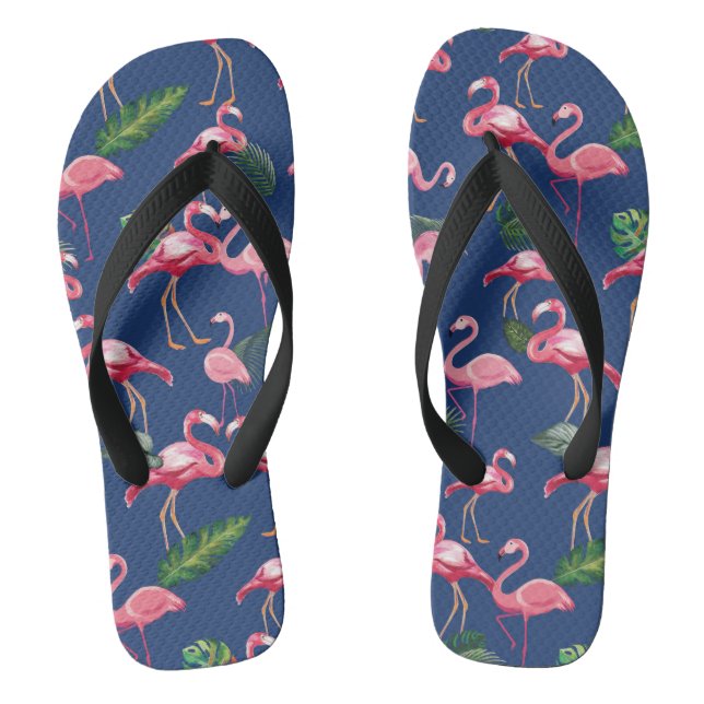 Flamingos Love Pattern 2 Flip Flops (Footbed)