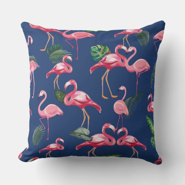 Flamingos Love Pattern 2 Throw Pillow (Front)