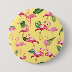 Flamingos Love Pattern 3 3 Inch Round Button