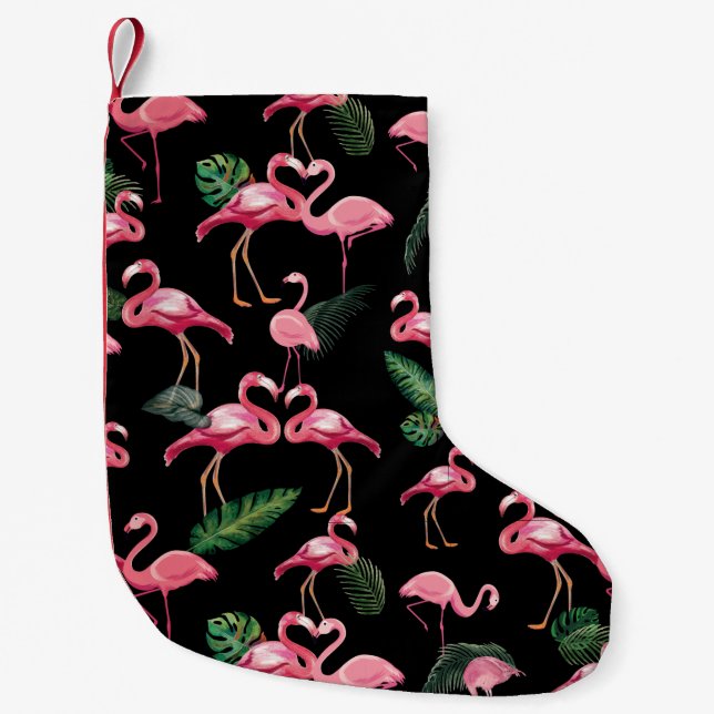 Flamingos Love Pattern 4 Small Christmas Stocking (Front)