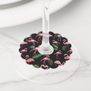 Flamingos Love Pattern 4 Wine Glass Tag